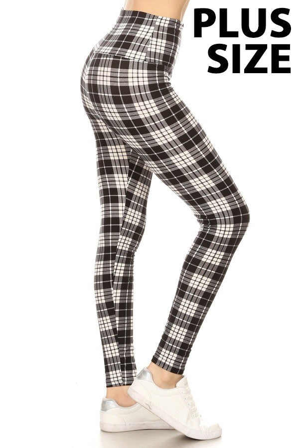 Şans Women's Large Size Black Plaid Pattern Iron-on Grass Stitched Tights  65n34811 - Trendyol