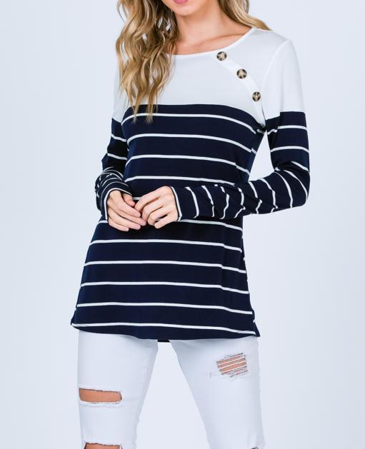 Striped Long Sleeve Tee - gkbrandclothing